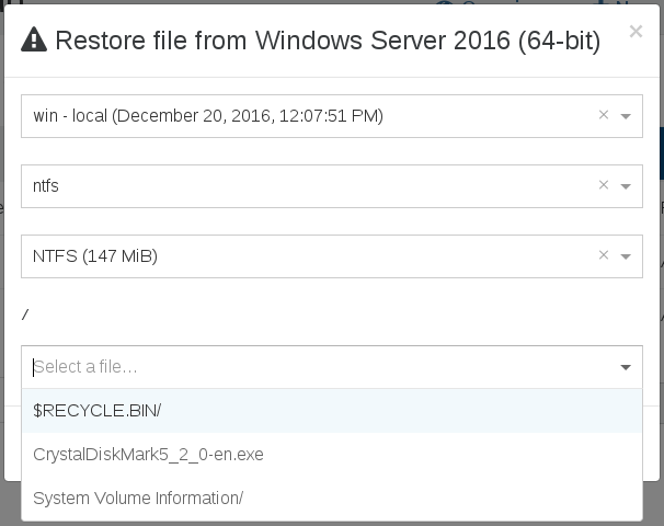 File level restore tab II