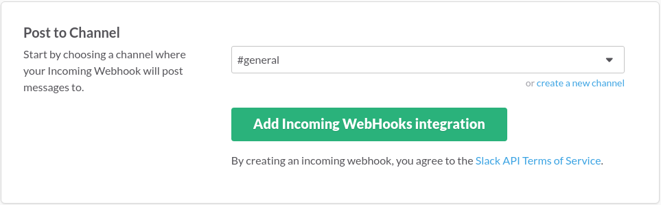 Add Incoming WebHooks integration