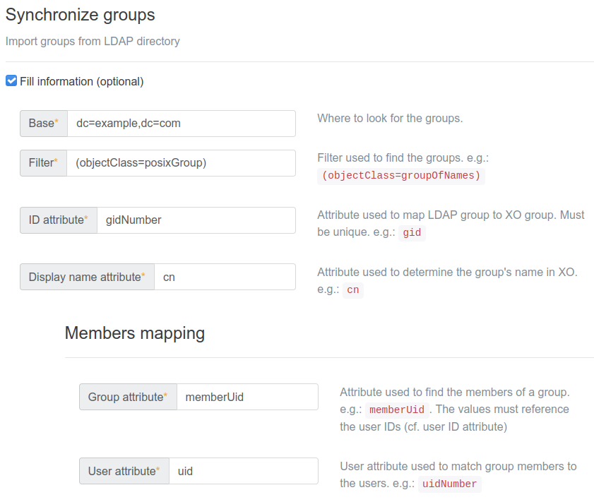 LDAP plugin group settings